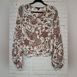 Bana republic  paisley  tie neck shirt